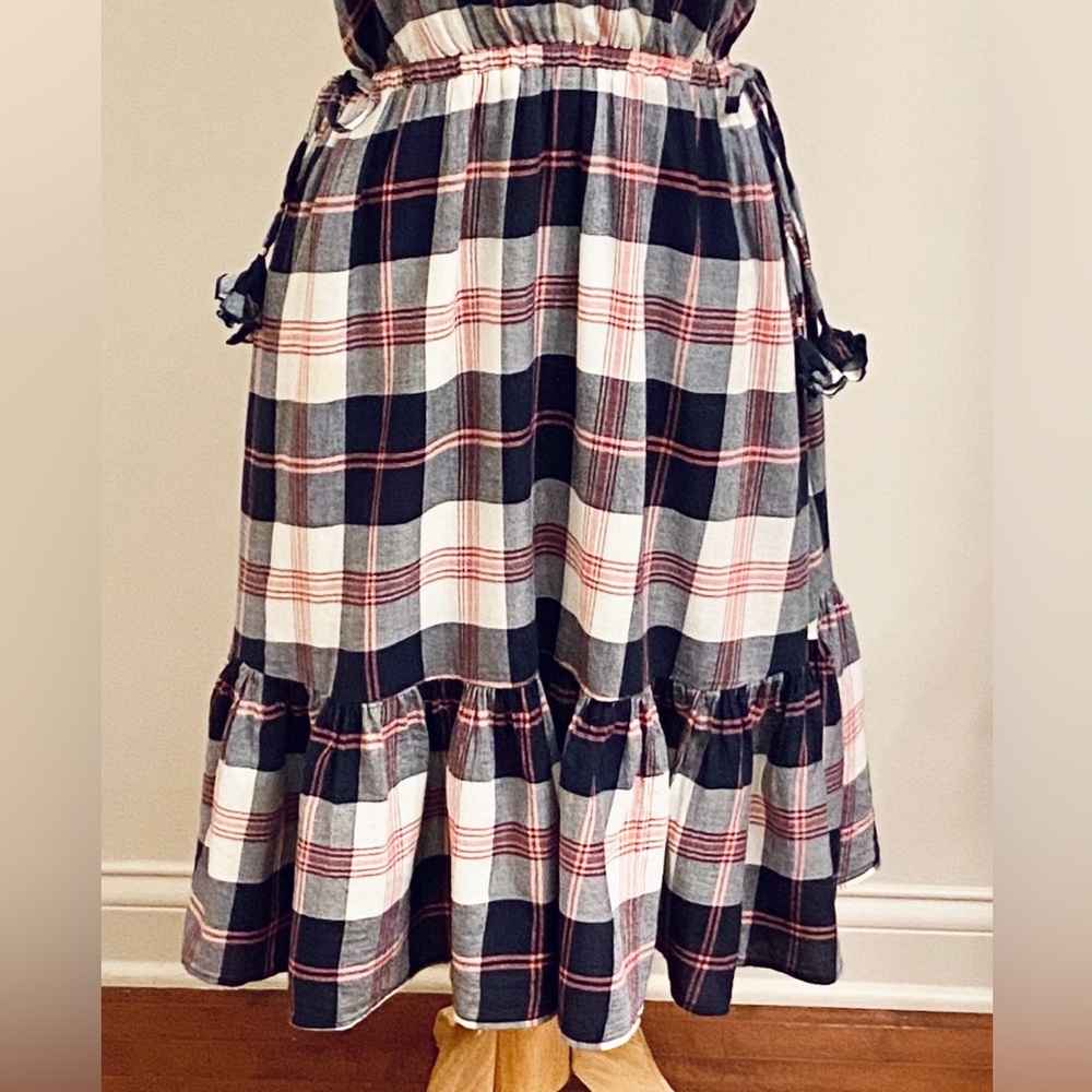 Isabella Sinclair Dickens Blue Red Plaid SZ S Modern Cowgirl Western Chic Dress - Picture 3 of 14
